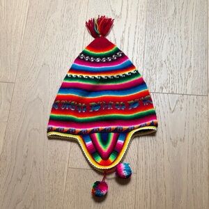 Colorful Peruvian Earflap Pom Pom Hat